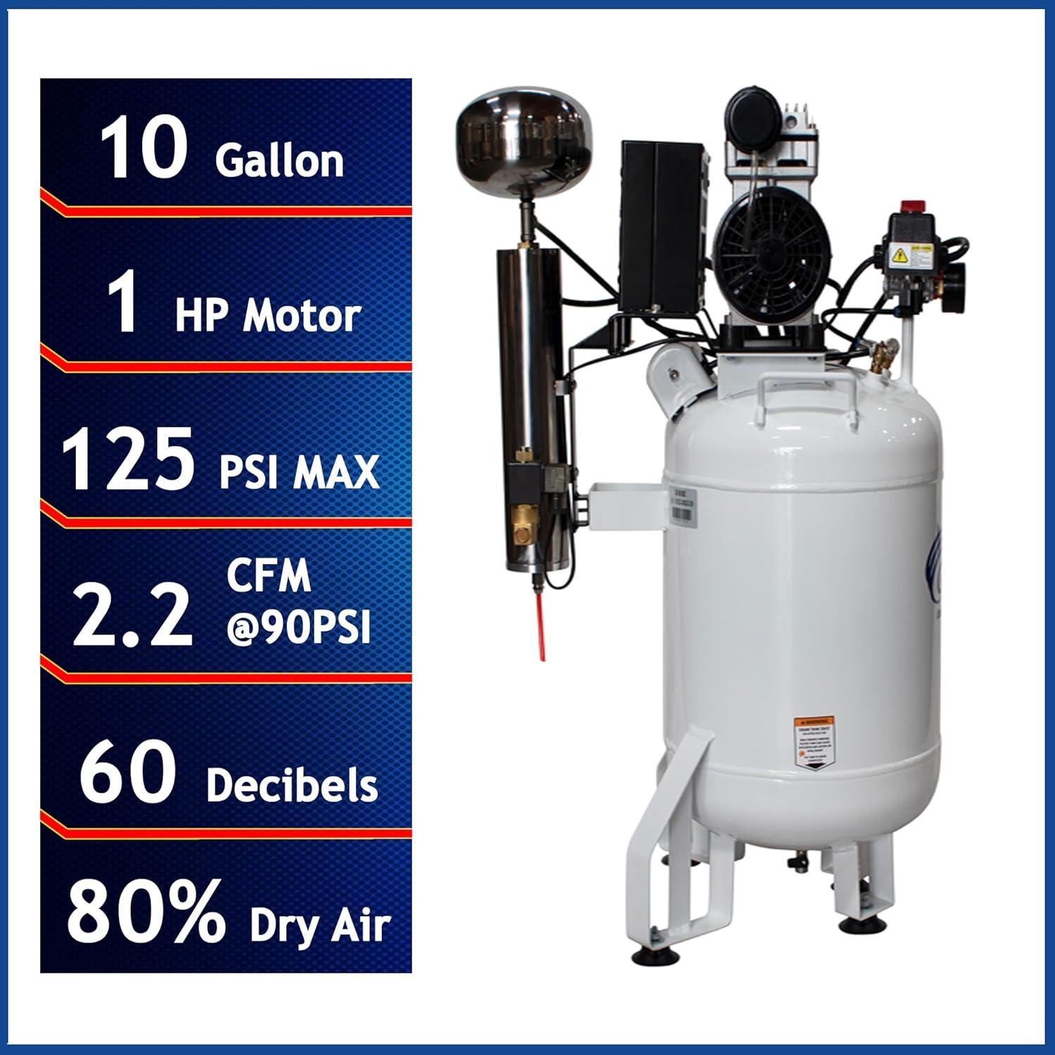 image:imageCalifornia Air Tools 10010DC Ultra Quiet amp OilFree 10 hp 100 gallon Steel Tank Air Compressor with Air Drying System White