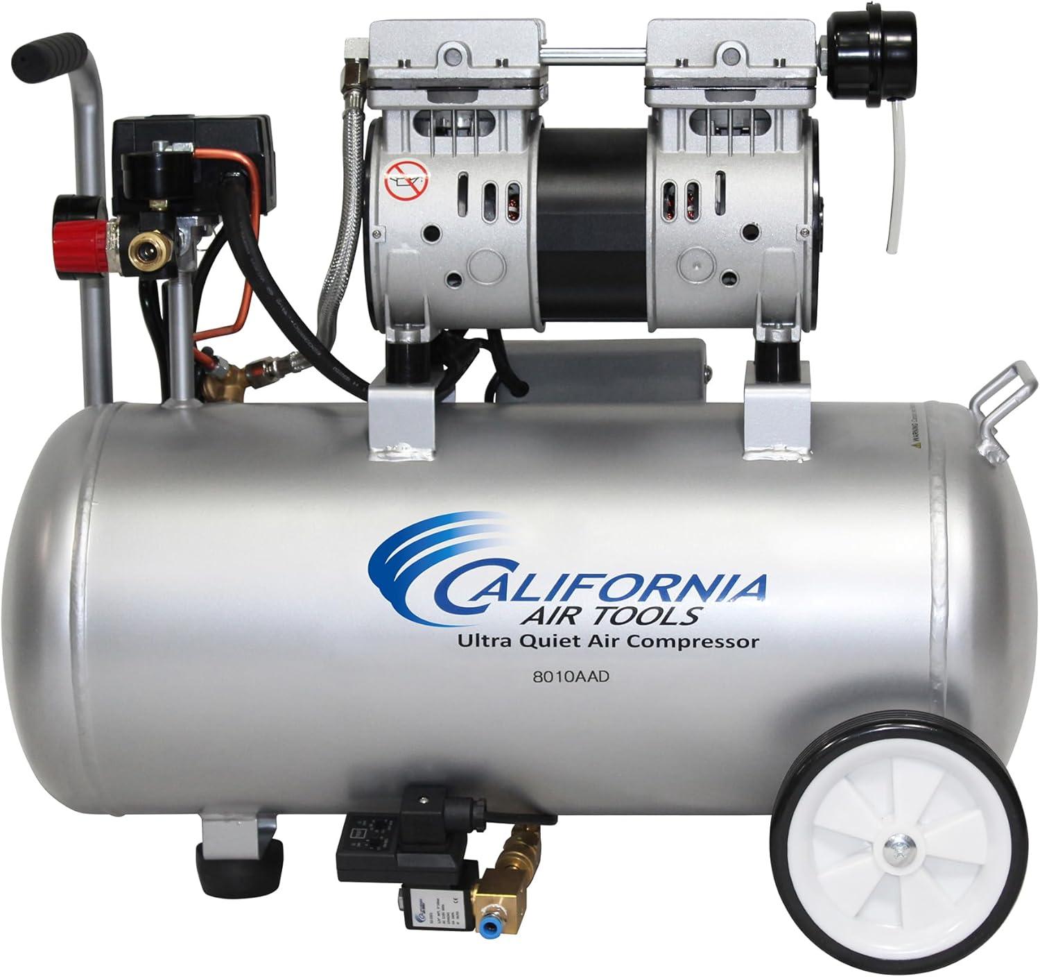 image:imageCalifornia Air Tools 8010ALFC 10 HP Ultra Quiet and OilFree Air Compressor 8 Gallon Aluminum Tank Lightweight with Wheels 60 dBA Noise Level Industrial Series8 Gallon