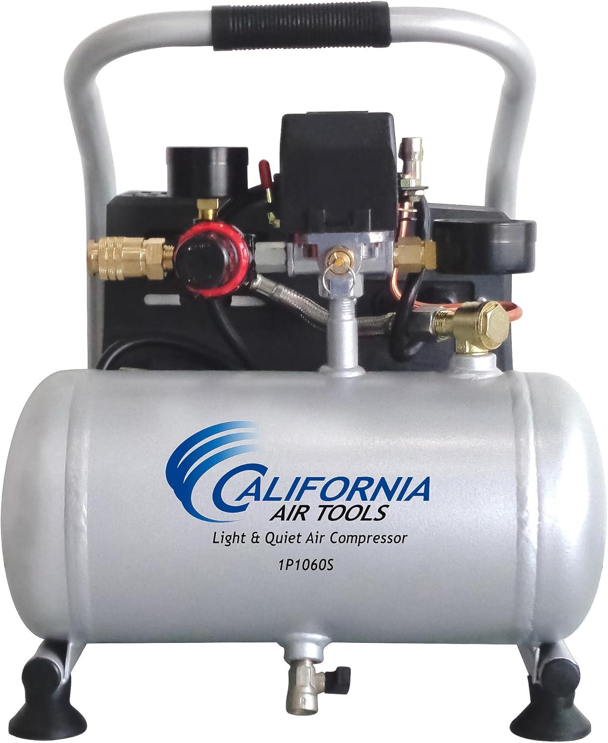image:imageCalifornia Air Tools CAT1P1060SP Light amp Quiet Portable Air Compressor Lightweight Ultra Quiet OilFree 1 Gallon Steel Tank 6 HP 56 dBA Noise LevelSilver