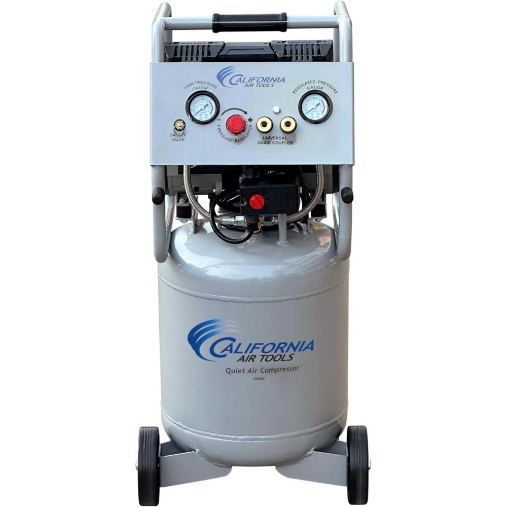 image:imageCalifornia Air Tools 10020C 20 HP Ultra Quiet and OilFree Air Compressor 10 Gallon Steel Tank with Wheels 70 dBA Noise LevelSteel Tank 110v