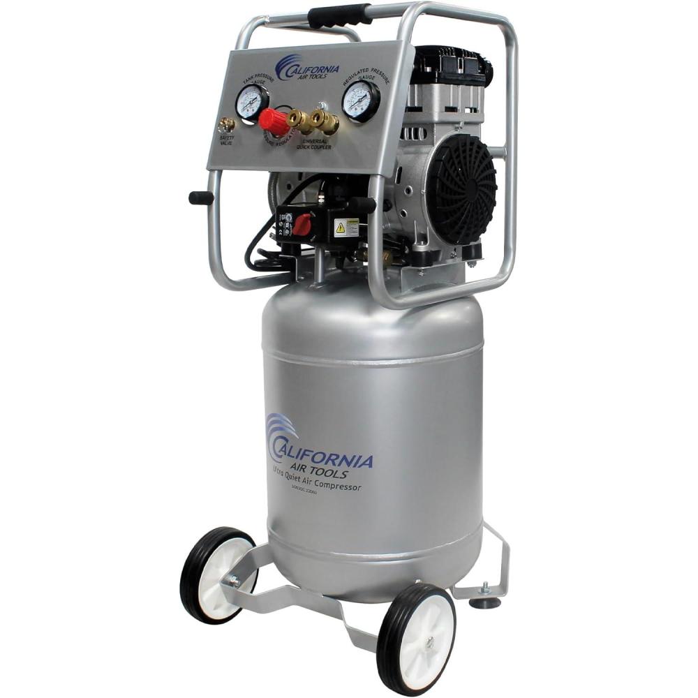 image:imageCalifornia Air Tools 10020C 20 HP Ultra Quiet and OilFree Air Compressor 10 Gallon Steel Tank with Wheels 70 dBA Noise LevelSteel Tank 220v