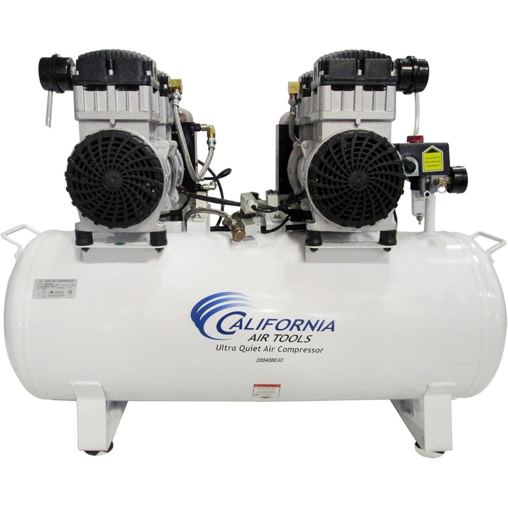 image:imageCalifornia Air Tools 20040C Powerful 40 HP Ultra Quiet and OilFree Air Compressor 20 Gallon Tank 75 dB Noise Level White 220v 60hz4 Hp w80 Dry Air Auto Drain