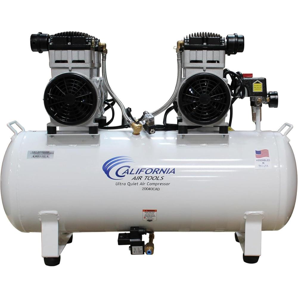image:imageCalifornia Air Tools 20040C Powerful 40 HP Ultra Quiet and OilFree Air Compressor 20 Gallon Tank 75 dB Noise Level White 220v 60hz4 Hp wAuto Drain
