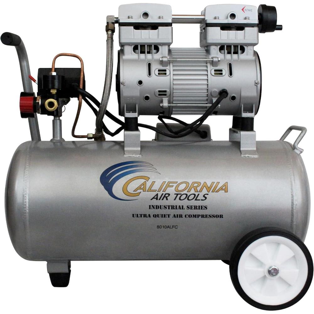 image:imageCalifornia Air Tools 8010ALFC 10 HP Ultra Quiet and OilFree Air Compressor 8 Gallon Aluminum Tank Lightweight with Wheels 60 dBA Noise Level Industrial Series8 Gallon