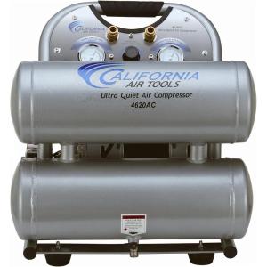 California Air Tools 4620AC Powerful 2.0 HP Ultra Quiet and Oil-Free Air Compressor, 4.6 Gallon Tank Capacity, 70 dB Noise Level, Electric, Portable, 110v / 60hz, Silver(Aluminum Tank  110v)