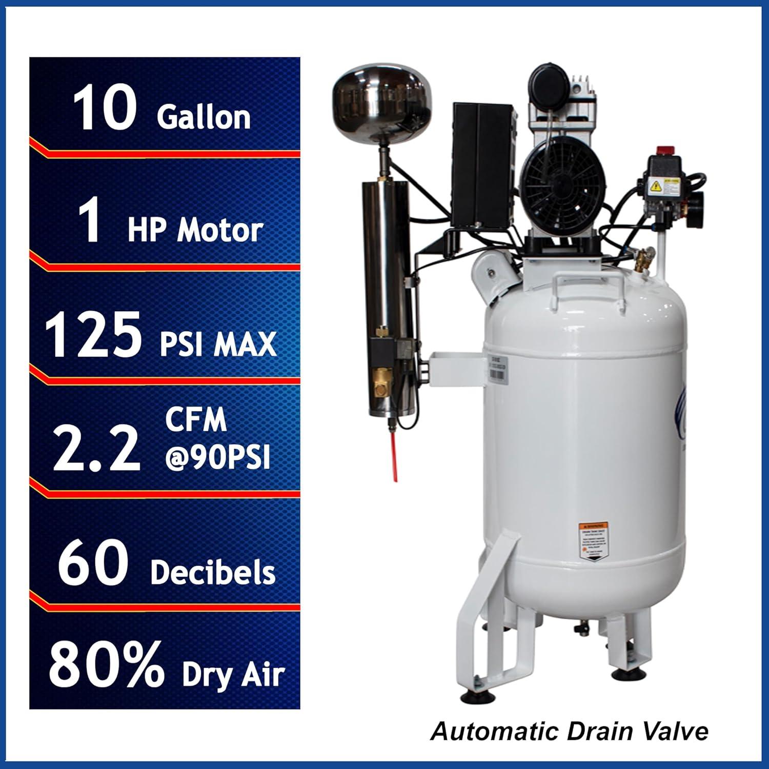 image:imageCalifornia Air Tools 10010DCAD Ultra Quiet amp OilFree Steel Tank Air Compressor with Drying System and Auto Drain Valve 10 gallon