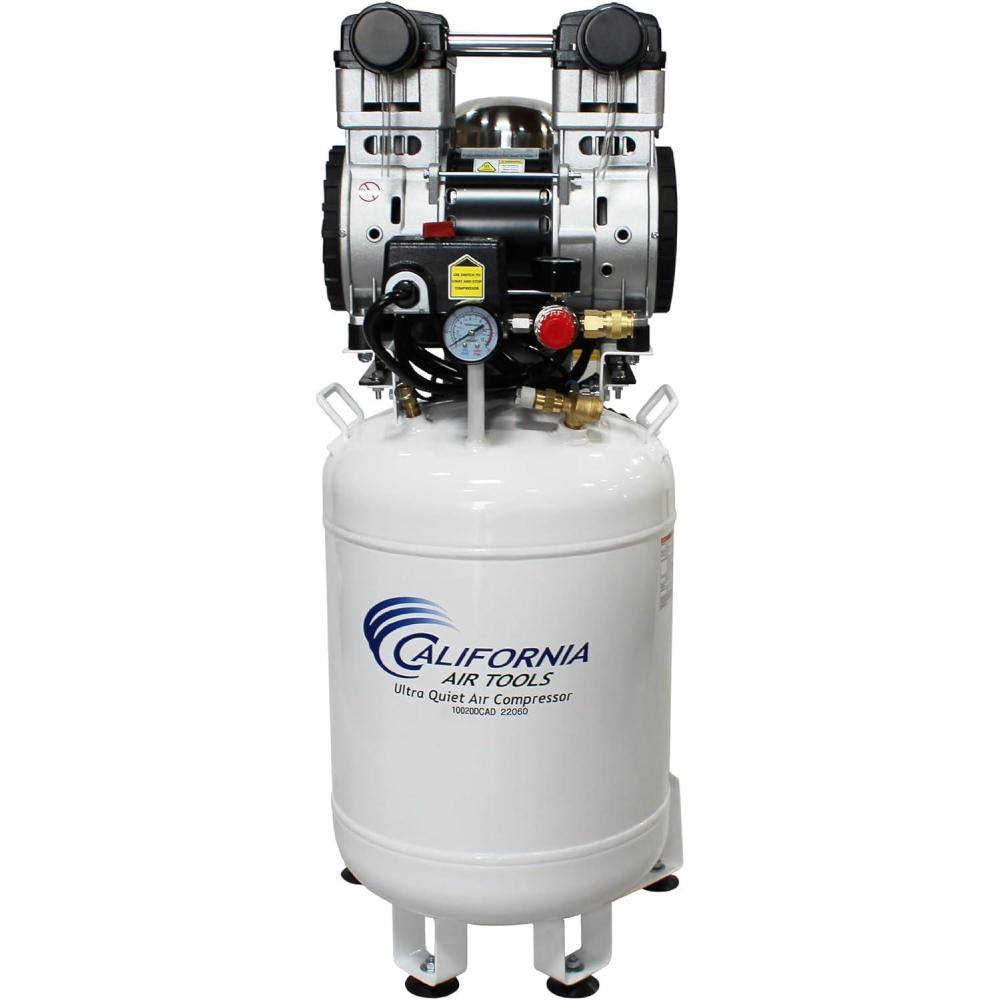 image:imageCalifornia Air Tools 10020HDCADC Powerful 20 HP Ultra Quiet OilFree Air Compressor 10 Gallon Tank Capacity 70 dB Noise Level Electric with 98 Air Drying System and Automatic Drain Valve80 Dry Air Auto Drain 220v