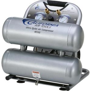 California Air Tools 4610ALFC 1.0 HP Ultra Quiet and Oil-Free Air Compressor, 4.6 Gallon Aluminum Twin Tank, 60 dBA Noise Level, Lightweight, Portable, Industrial Series, Silver(Steel Tank)