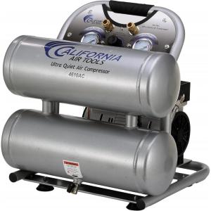California Air Tools 4610ALFC 1.0 HP Ultra Quiet and Oil-Free Air Compressor, 4.6 Gallon Aluminum Twin Tank, 60 dBA Noise Level, Lightweight, Portable, Industrial Series, Silver(Aluminum Tank)