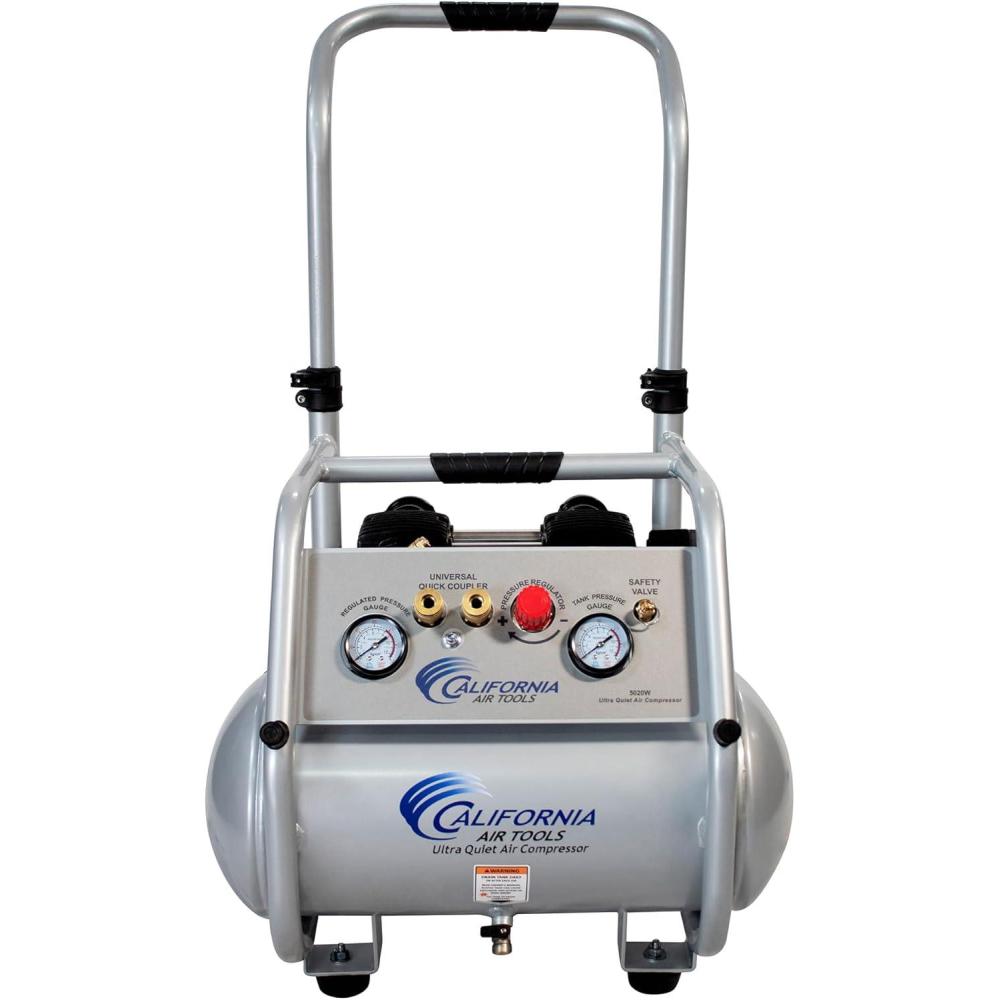 image:imageCalifornia Air Tools 5020W Powerful 20 HP Ultra Quiet and OilFree Air Compressor with Wheels and Telescope Handle 5 Gallon Tank Capacity 70 dB Noise Level Electric Portable