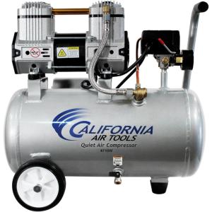 California Air Tools 8010A 1.0 HP Ultra Quiet and Oil-Free Air Compressor, 8 Gallon Aluminum Tank, Lightweight with Wheels, 60 dBA Noise Level(4.7 Gallon Steel  Wheels)