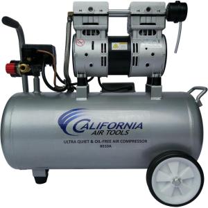 California Air Tools 8010A 1.0 HP Ultra Quiet and Oil-Free Air Compressor, 8 Gallon Aluminum Tank, Lightweight with Wheels, 60 dBA Noise Level(8 Gallon Aluminum  Wheels)